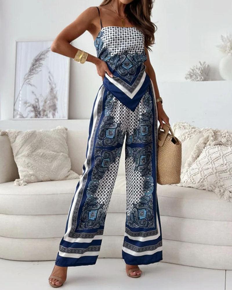 Lila | Printed Lace-Up Vest & Trousers Set