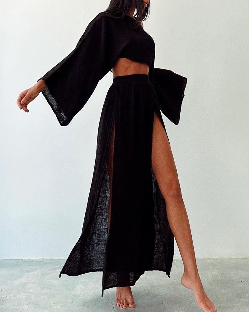 Lila | Slit Cotton and Linen Two-Piece Set