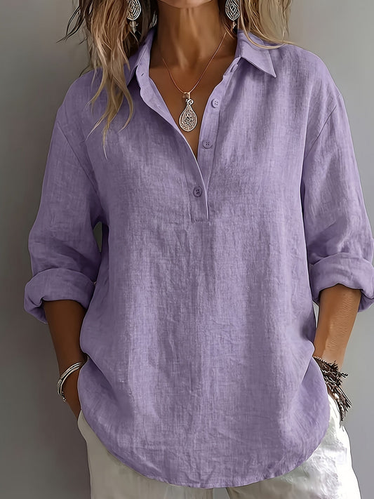 Margaret™ | Loose Solid Collar Blouse