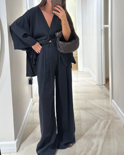 Sienna | V-Neck Top & Trousers Set