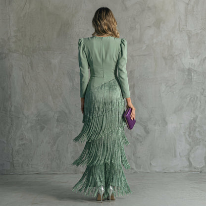 Gabriela - V-Neck Long Fringe Dress