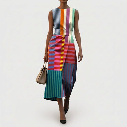 Tânia - Sleeveless Dress with Vibrant Print