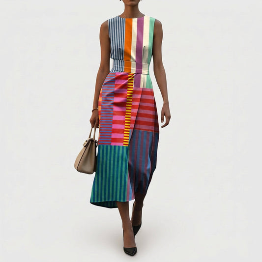 Tânia - Sleeveless Dress with Vibrant Print