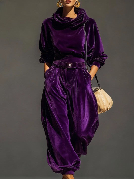 Vivienne | Velvet Hoodie and Trousers Set