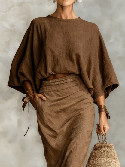 Lila | Batwing Sleeve Top and Long Skirt Set