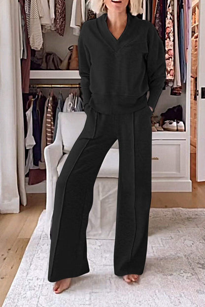 Samantha | V-neck Top & Trousers Set
