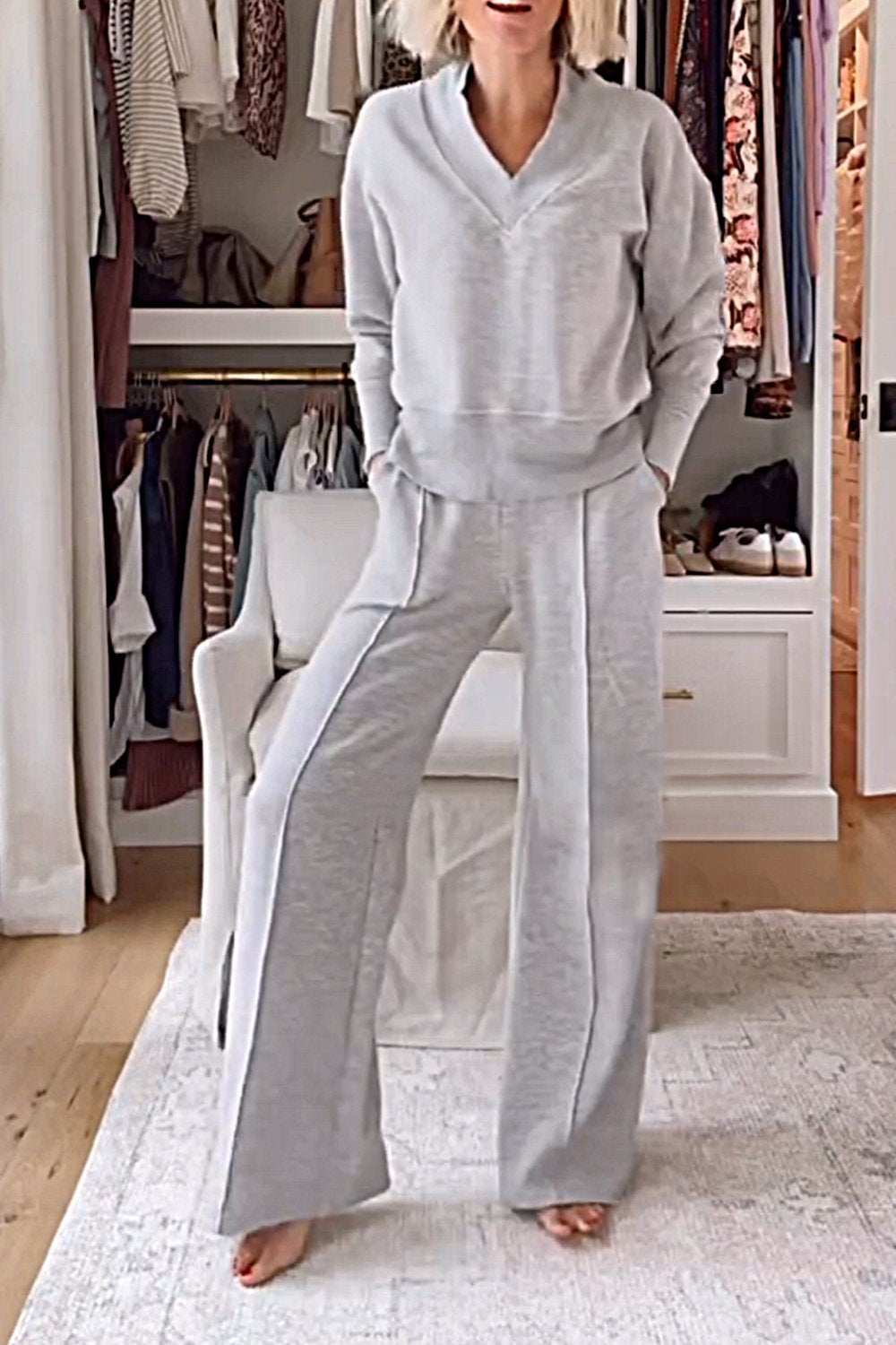 Samantha | V-neck Top & Trousers Set