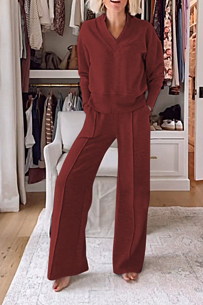 Samantha | V-neck Top & Trousers Set