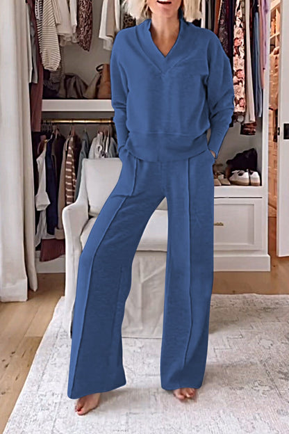 Samantha | V-neck Top & Trousers Set