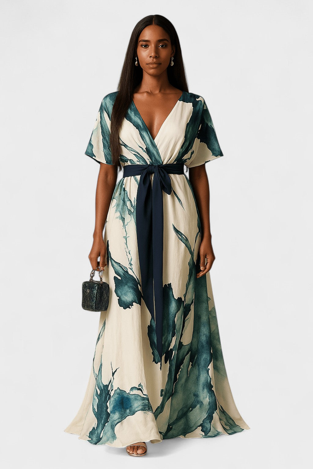 Vanessa - Flowing Watercolor Maxi Dress