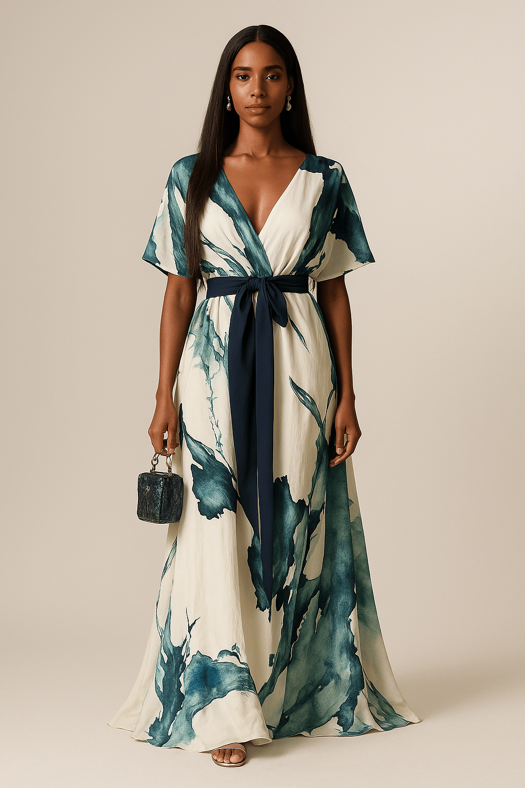 Vanessa - Flowing Watercolor Maxi Dress