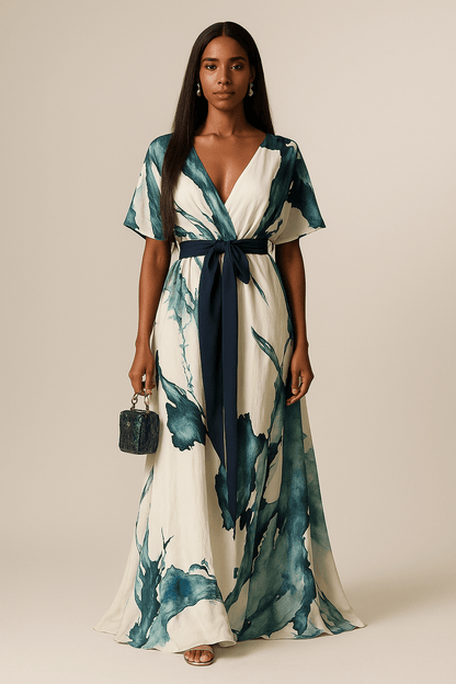 Vanessa - Flowing Watercolor Maxi Dress