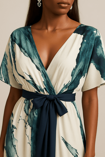 Vanessa - Flowing Watercolor Maxi Dress