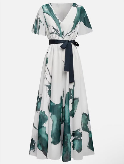 Vanessa - Flowing Watercolor Maxi Dress