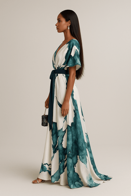 Vanessa - Flowing Watercolor Maxi Dress