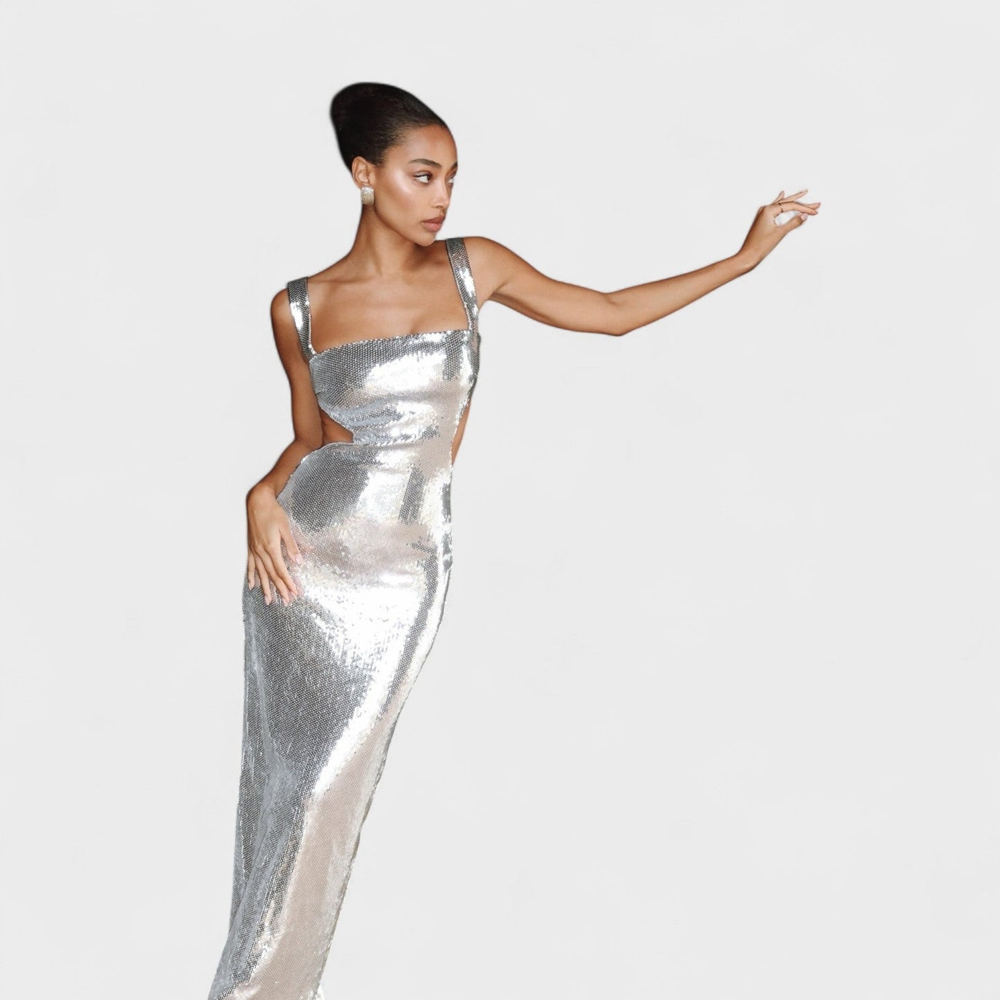 Shimmering Silver Evening Gown
