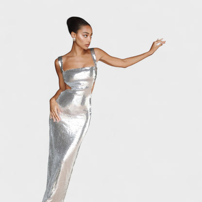 Shimmering Silver Evening Gown