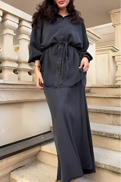 Samantha | Tie-Drawstring Shirt and Skirt Set