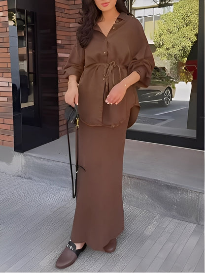 Sienna | Tie-Drawstring Shirt and Skirt Set