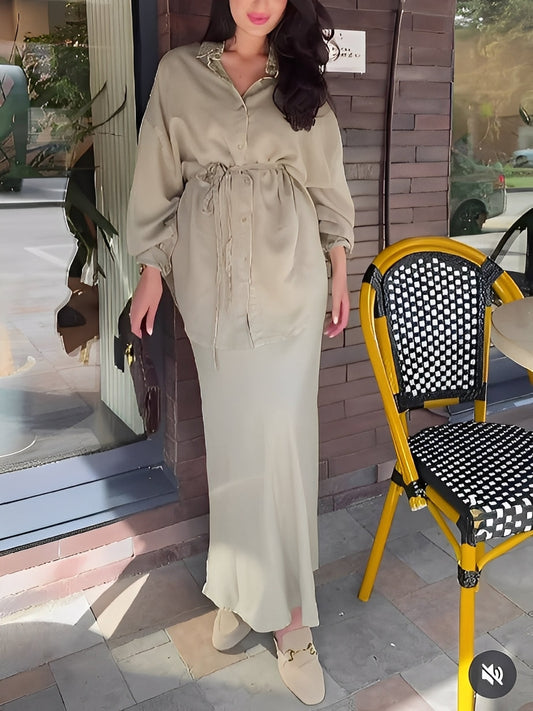 Lila | Tie-Drawstring Shirt and Skirt Set