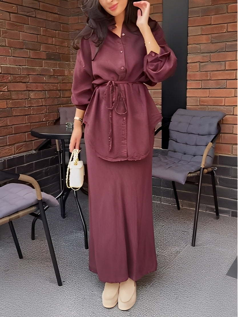 Scarlett | Tie-Drawstring Shirt and Skirt Set